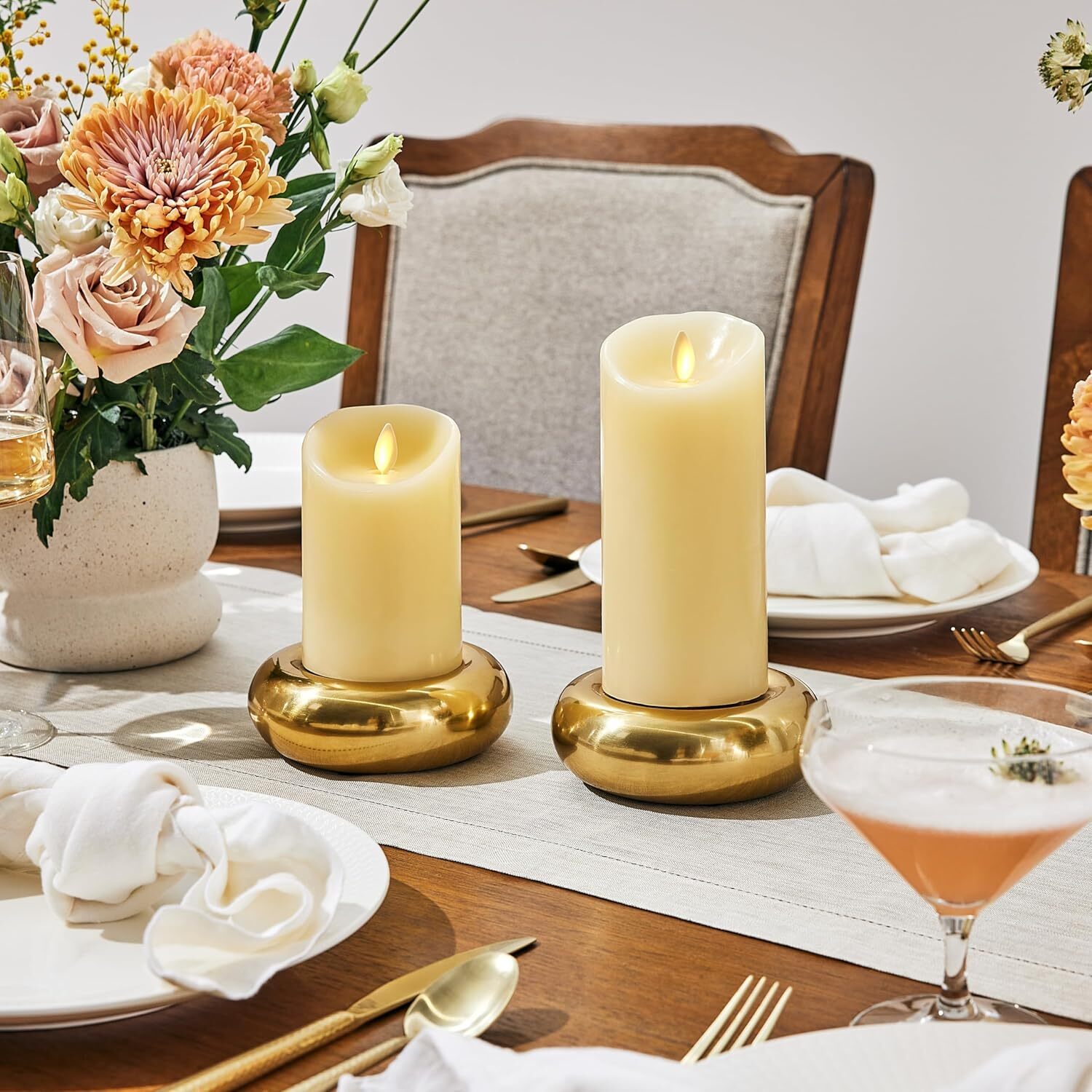 Luminara Flameless Pillar ivory Candles–Unscente,Moving Wick, Remote/Timer Set 3