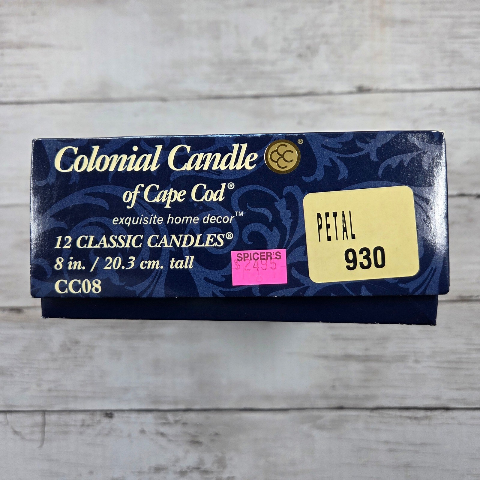 Colonial Candle Taper Candles 8in Pink Blue White 12pk Classic CC08 Fluted