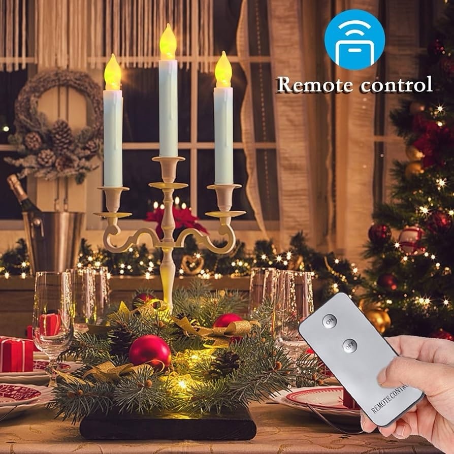 Amagic 12pcs LED Flameless Taper Candles w/ Remote Warm Flicker Hanging