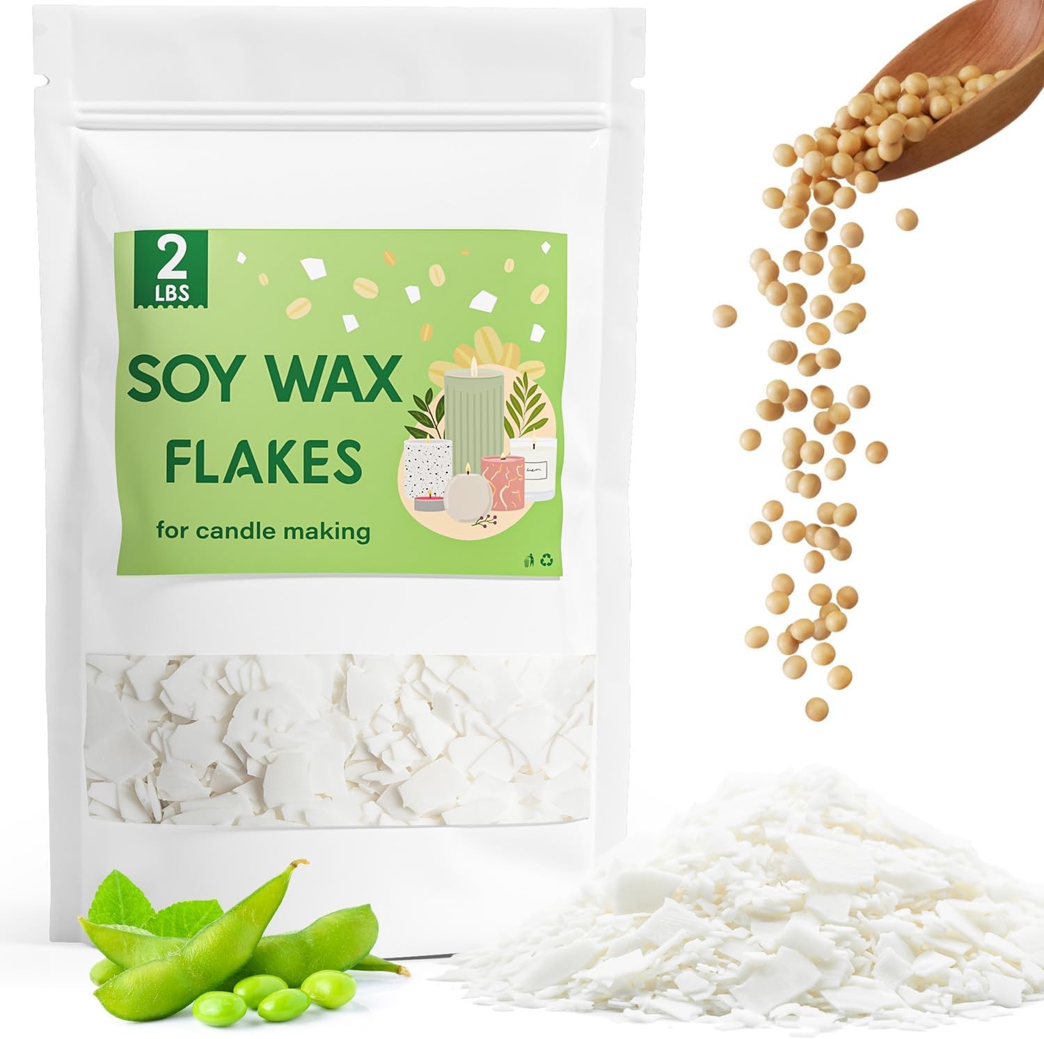 CHILLFLAME Soy Wax Flakes, Natural Candle Wax, Organic for 2lb
