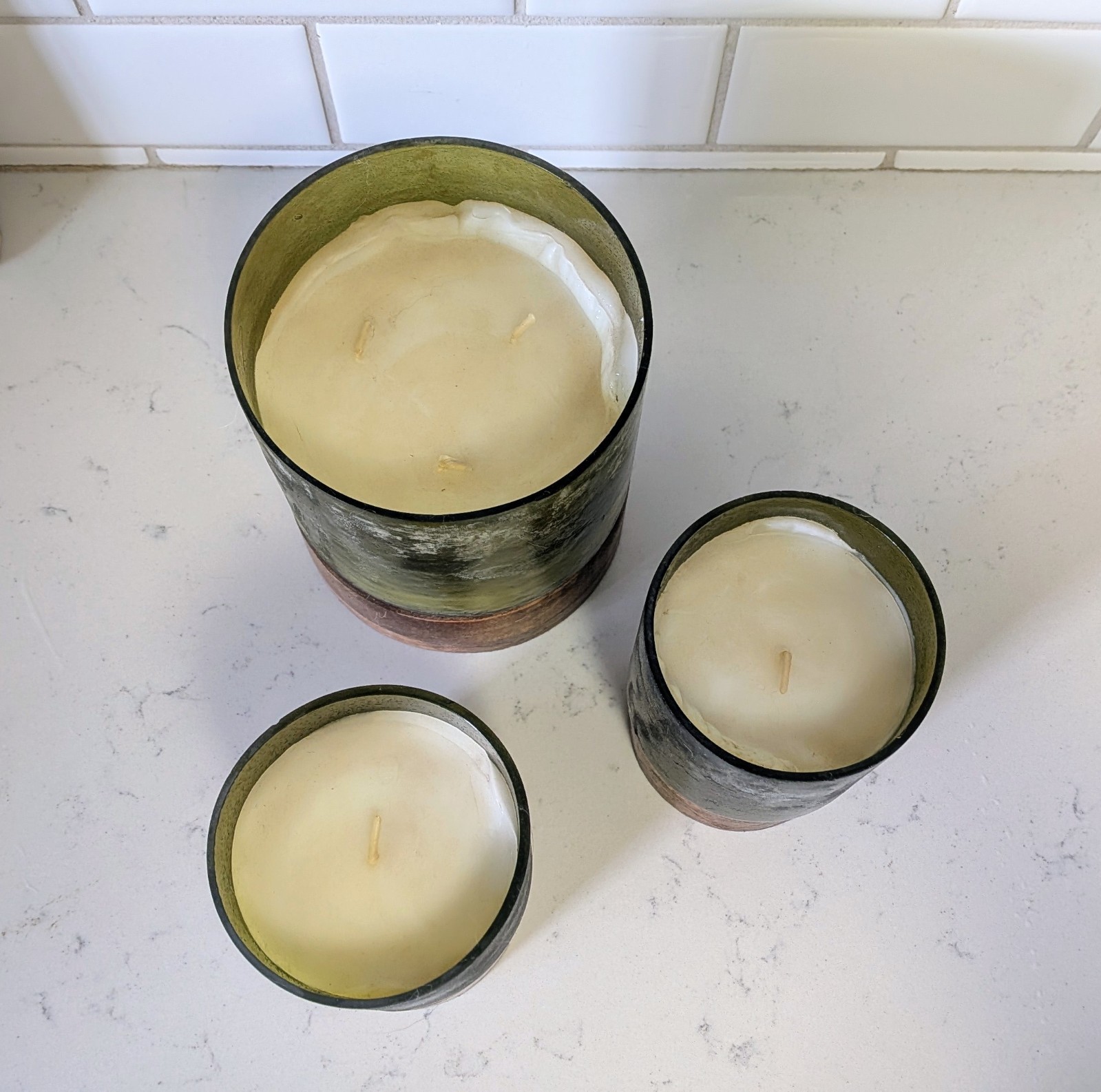 3 pcs Candles Joann Place & Time collection glass & wood made in India