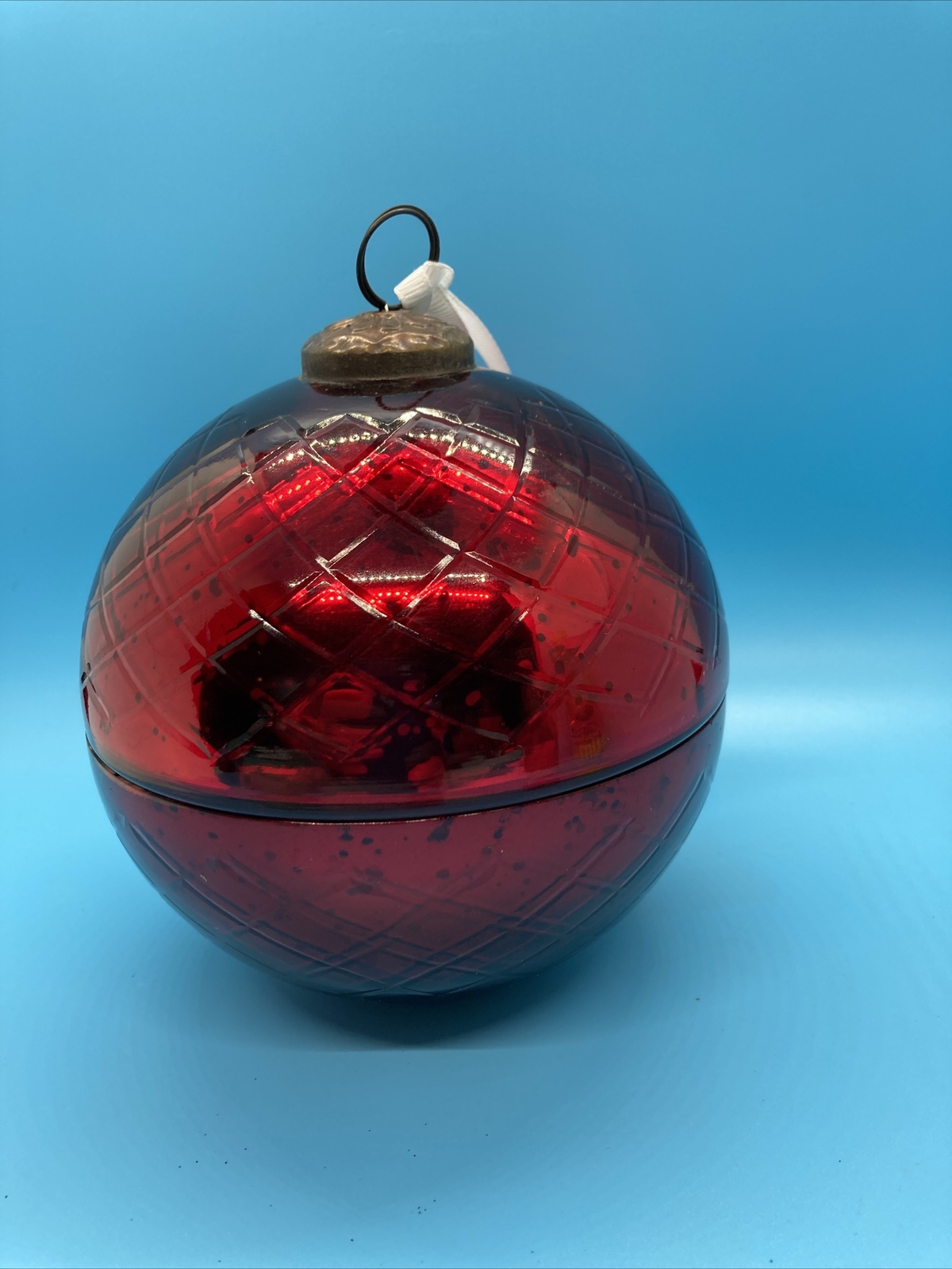 Hallmark Red Mercury Glass Bougie Candle 5” Scented Fresh Cut Pine 10oz