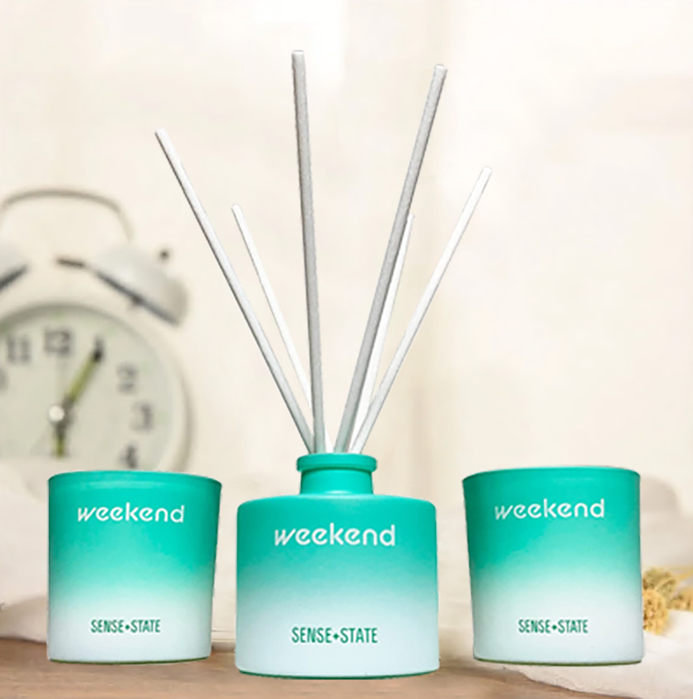 Weekend Home Fragrance Kit Scented Candle Set with Reed Diffuser Gift New US