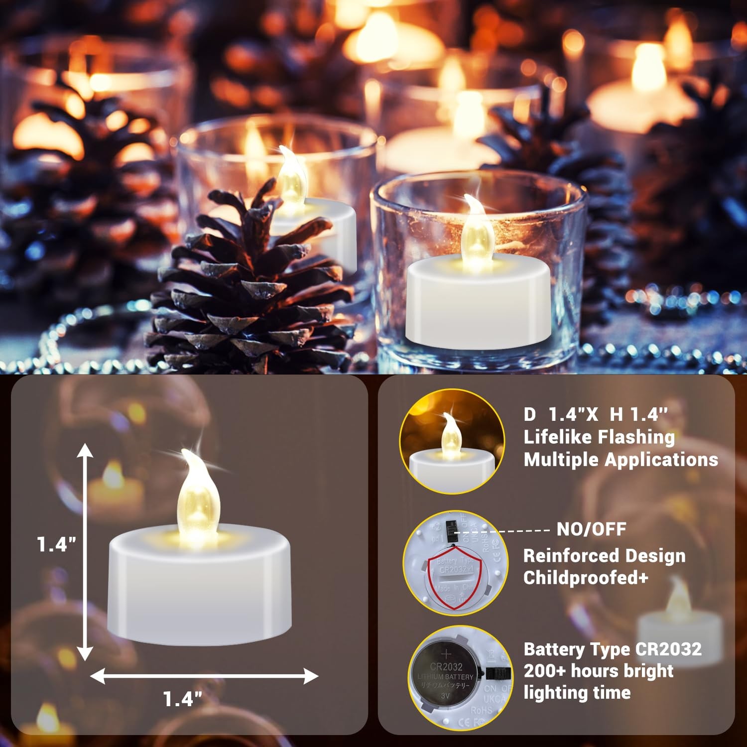 LED Tea Lights with Batteries (24 Pack), 200+ Hours Long Lasting Flameless Ca…