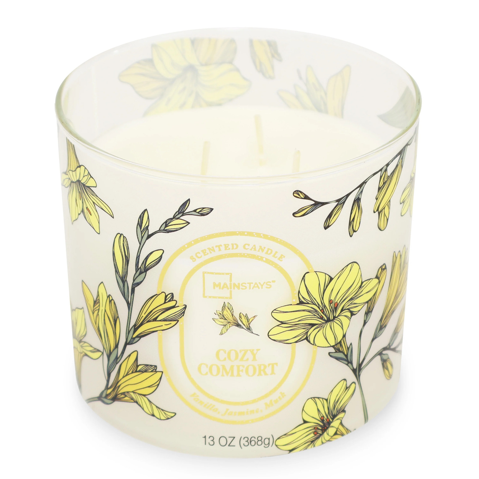 Mainstays 3-Wick Scented Jar Candle, Cozy Comfort, 13oz