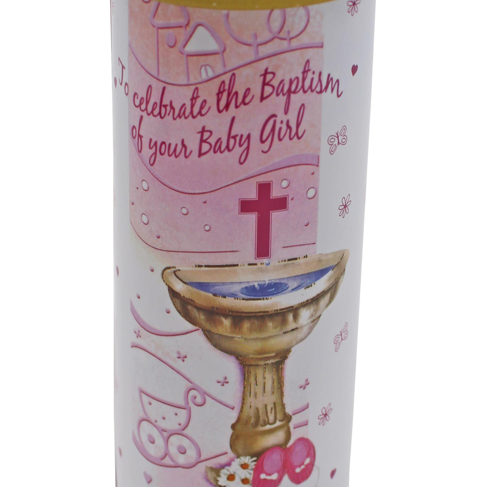 Baptism Pillar Candle and Windproof Cap And Prayer – Baby Girl