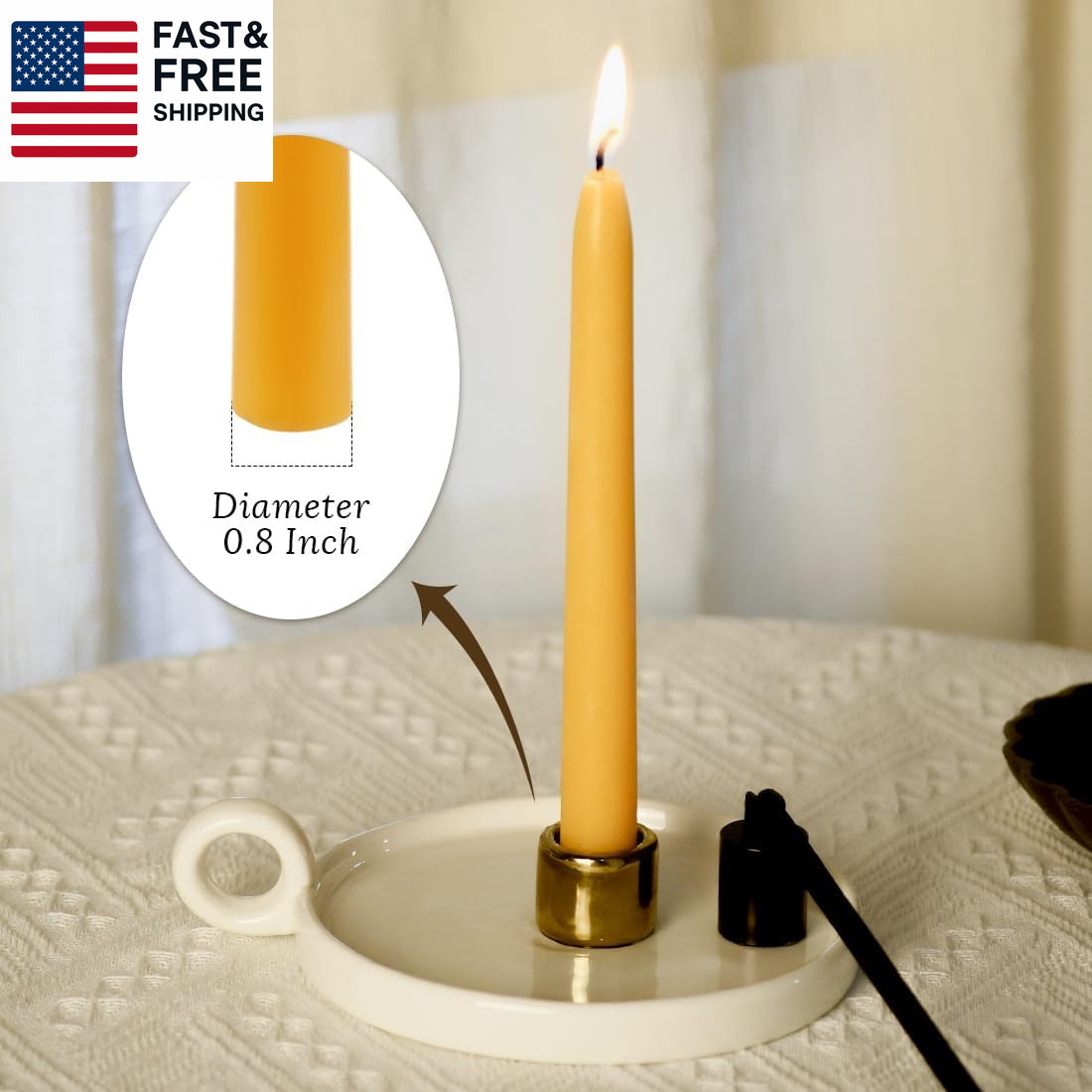 24 Pack Beeswax Taper Candles in Bulk 8 Inch Tall – All Natural, 100% Pure Unsce