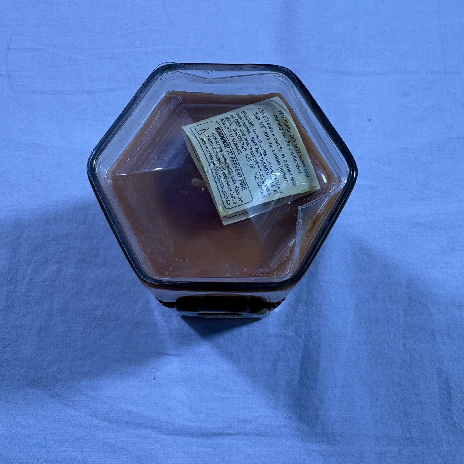 Cinnamon Cider Scented Candle Hexagonal Glass Jar Decorative Ribbon Wax Burner