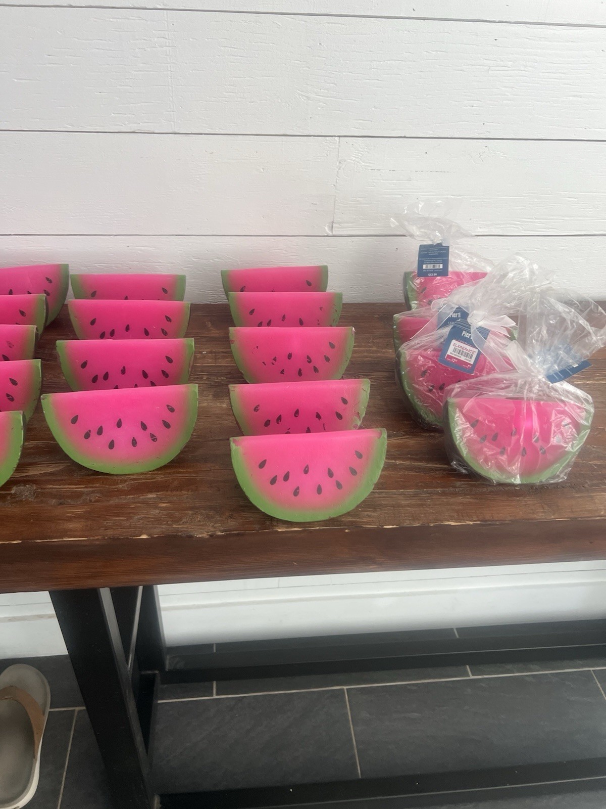 6- Pier One Imports Watermelon Light Glow Candle. Battery Operated. Rare!