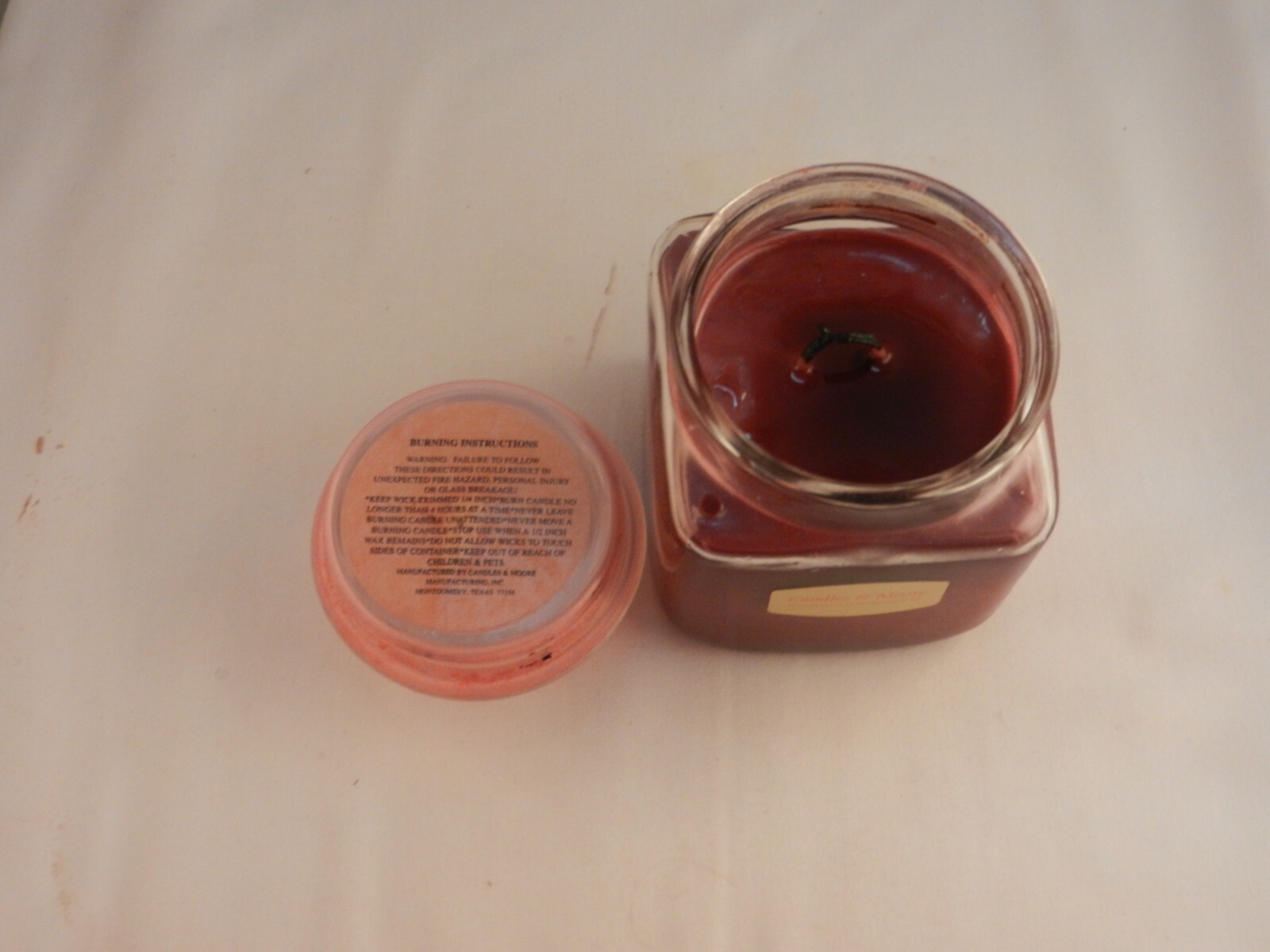 CANDLES & MORE SCENTED POMEGRANATE CANDLE IN JAR “NEW” 4 1/2″