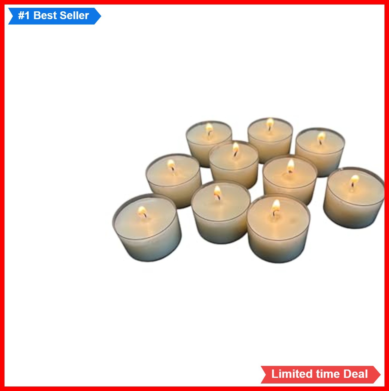 Tea Light Candles Bulk 24 Pack Unscented 6-7 Hour Burn Clear Cup Centerpiece