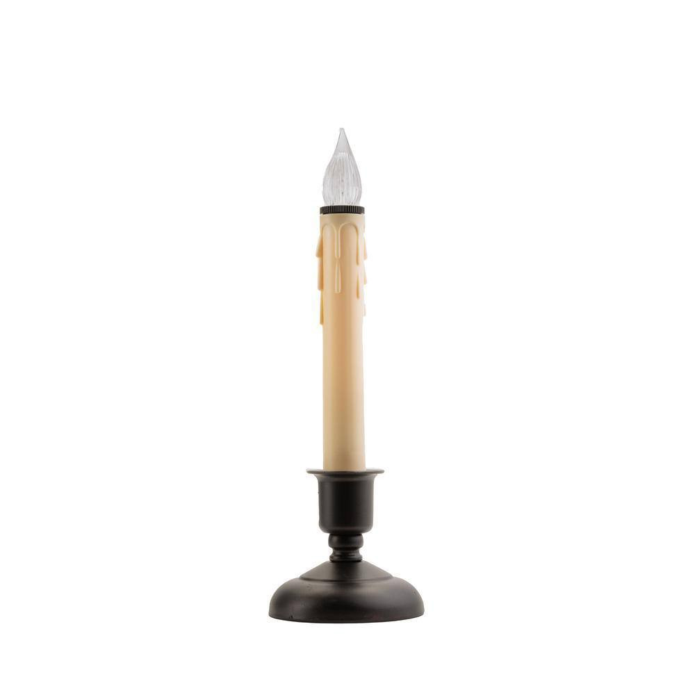9 In. Battery Operated LED Christmas Candles with Antique Bronze Base and Timer