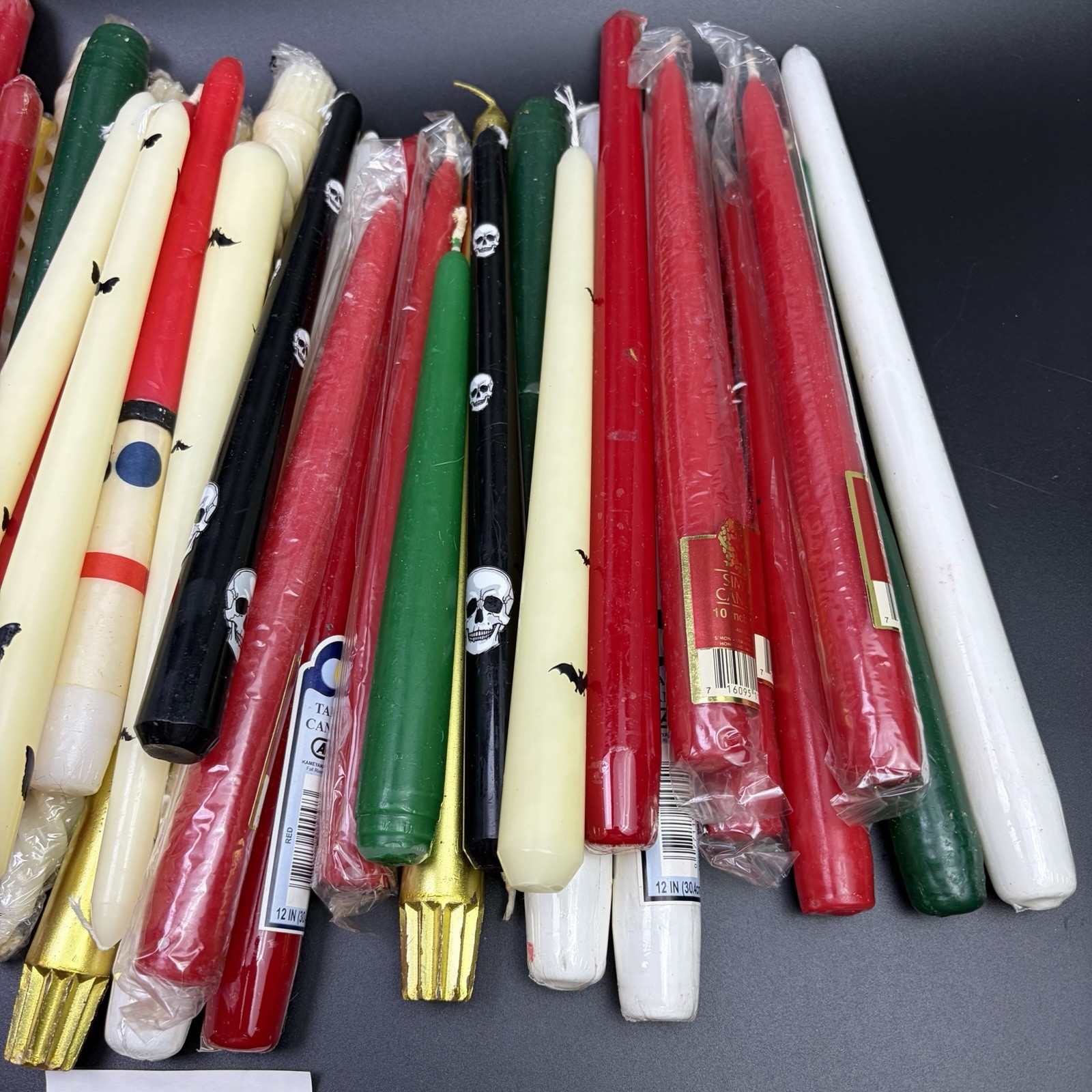 Mixed Lot of 42 Taper Candles Including Simon Red White Green Christmas