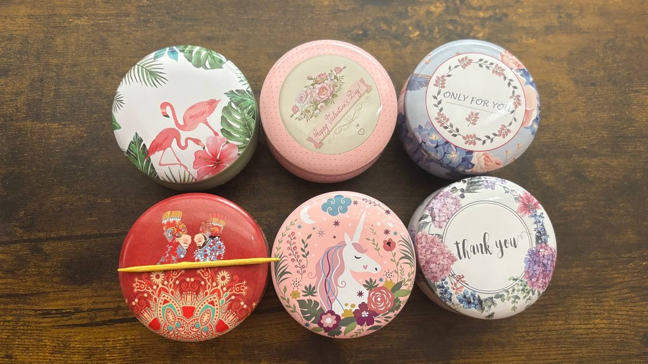 Handmade Soy Wax Candles – Set of 6 in Decorative Tins, Organic and Eco-Friendly