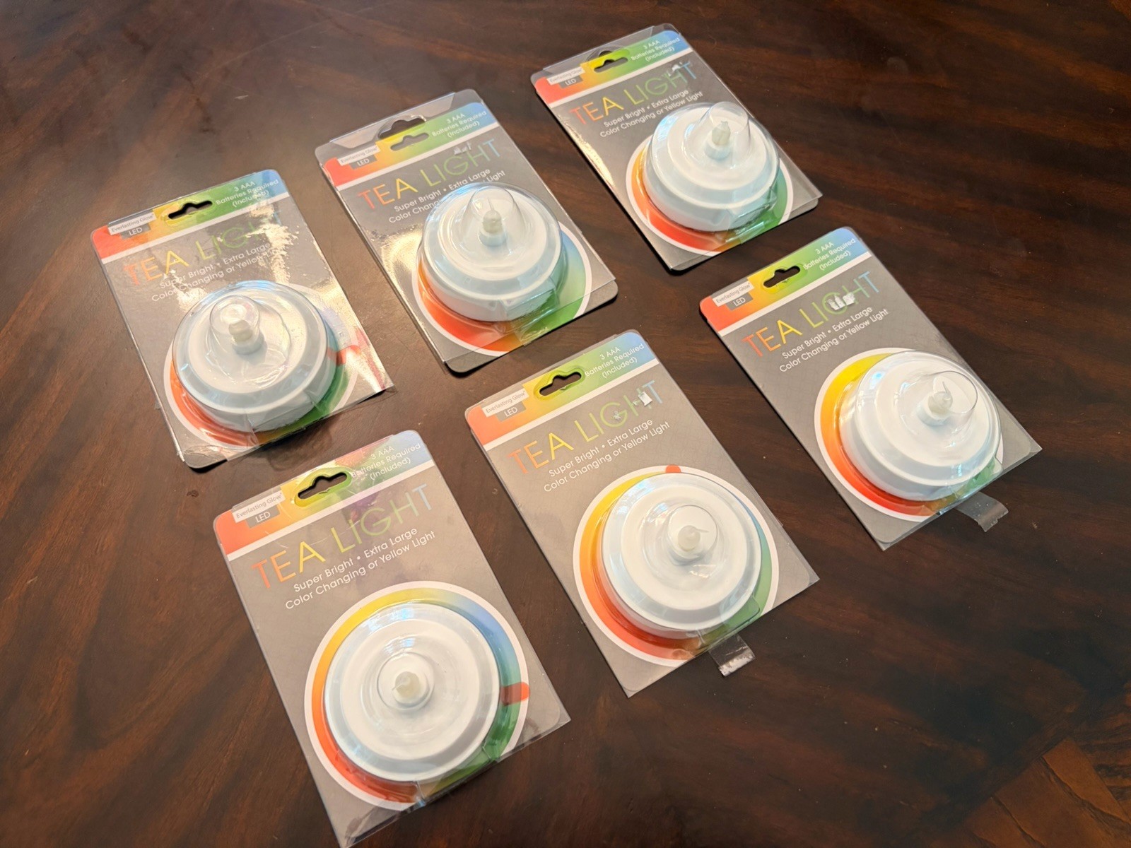 6 LED Tea Light Candles, Large, Yellow/Color Changing, 3 AAA Batteries Ea. Inc.