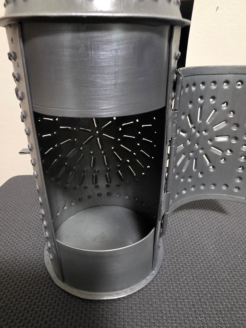 10″ Mini Primitive Antiqued Punched Tin Revere Candle Lantern ~ Home Decor