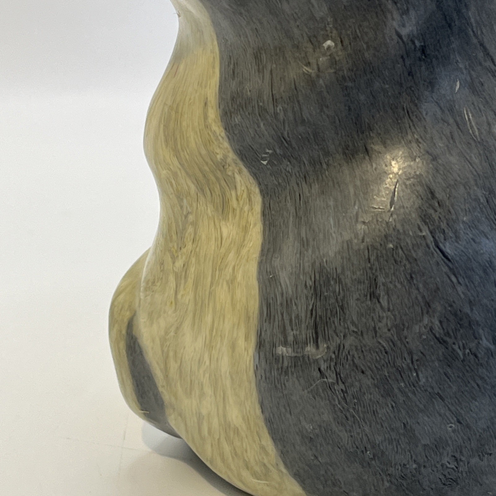 Vtg Gray Tuxedo Yellow Eye Cat Candle 5.5” Wax Figurine Pets Decor Collectible