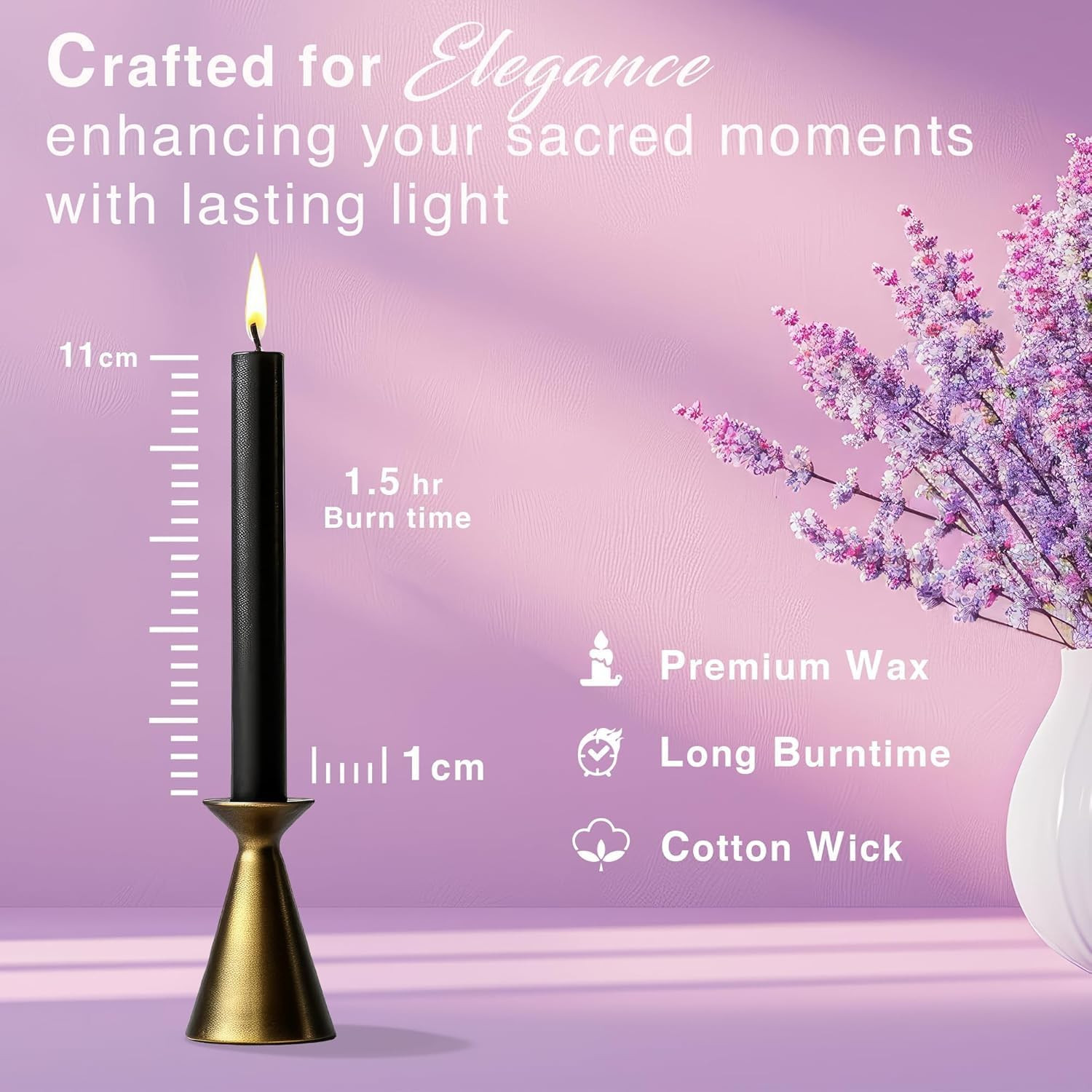 Spell Chime Candles 40 Pcs Black Candles, 4″ Tall Unscented Mini Taper Candle…