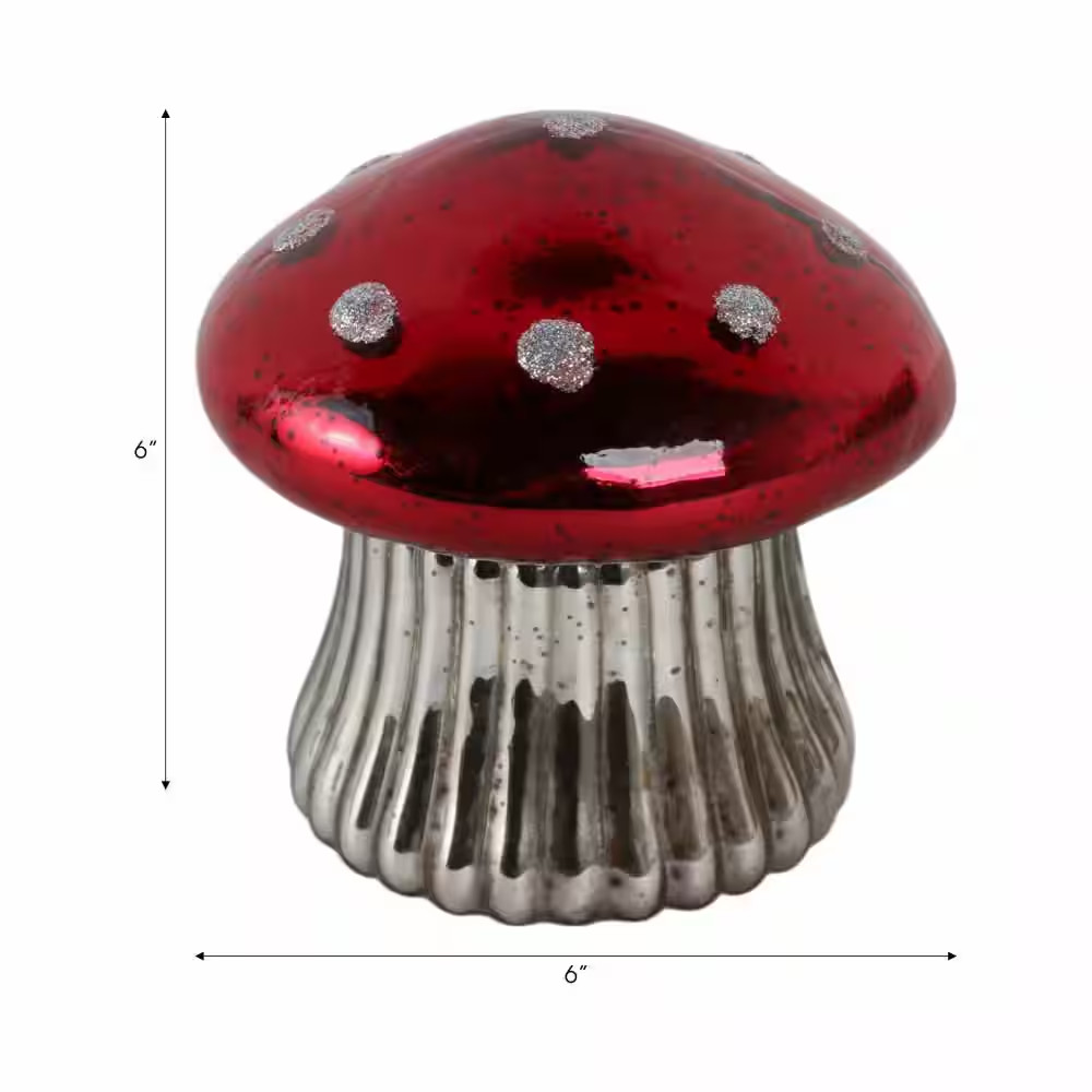 6 In. Red Glass Cinnamon Mushroom Candle 12 Oz