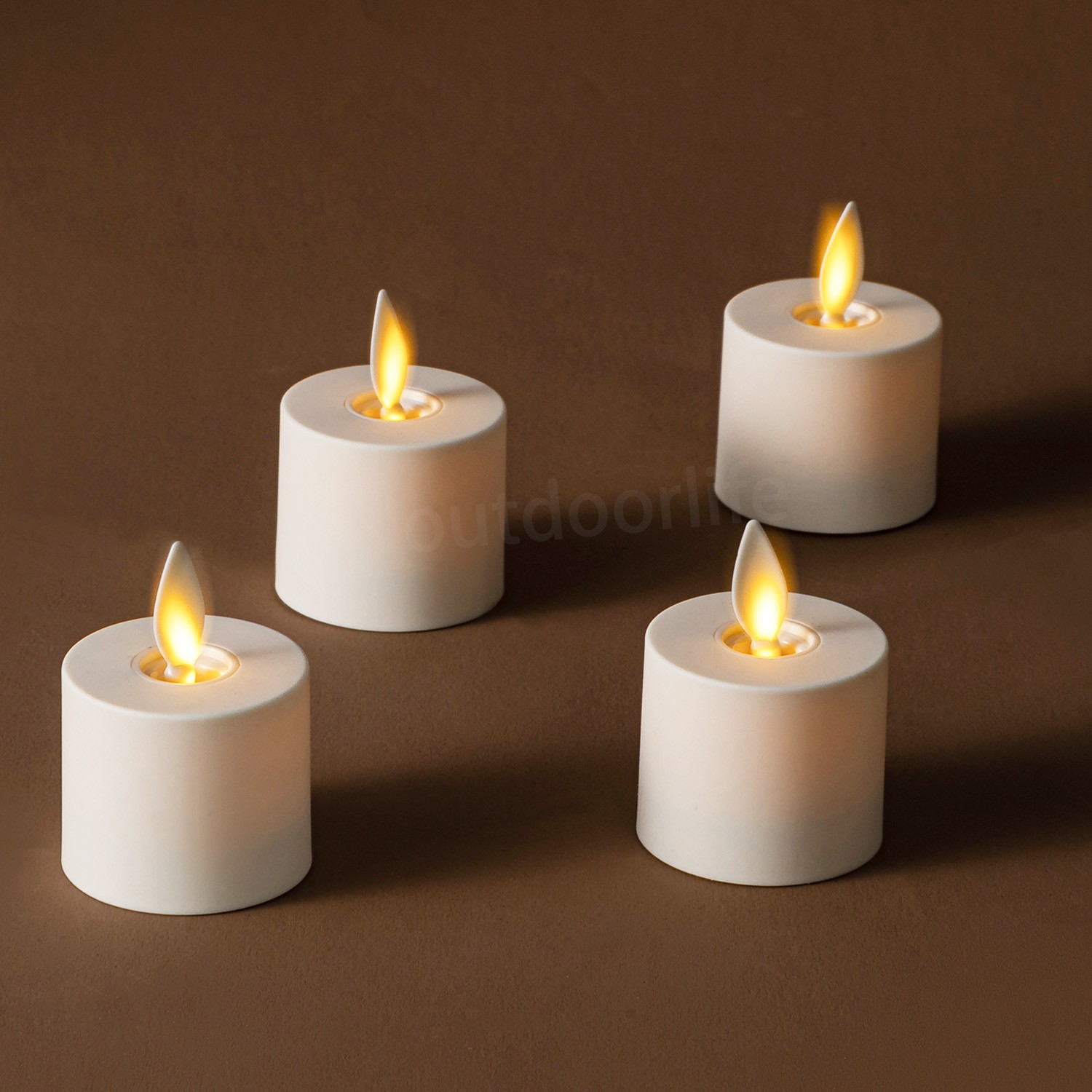 Set of 4 Luminara Moving Wick Flameless Tea Lights with Remote & Timer 1.4″ X 2″