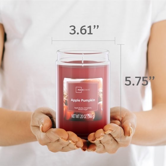 Mainstays Apple Pumpkin Scented Single-Wick Large Glass Jar Candle, 20 oz
