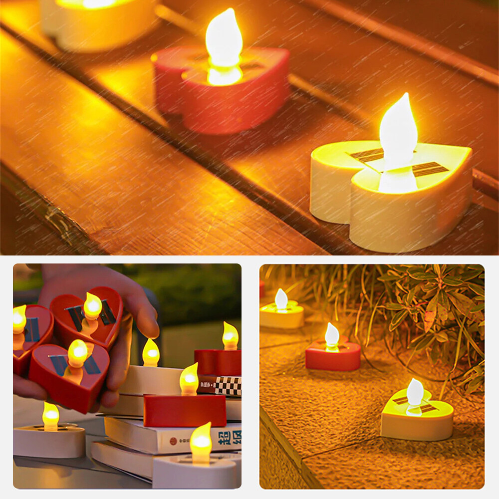 Solar Tea Lights Outdoor Flameless LED Candle Lights for Party Garden Home Decor
