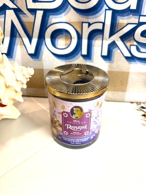 NEW! Bath & Body Works DISNEY PRINCESS RAPUNZEL Single Wick Candle w/Disney Lid