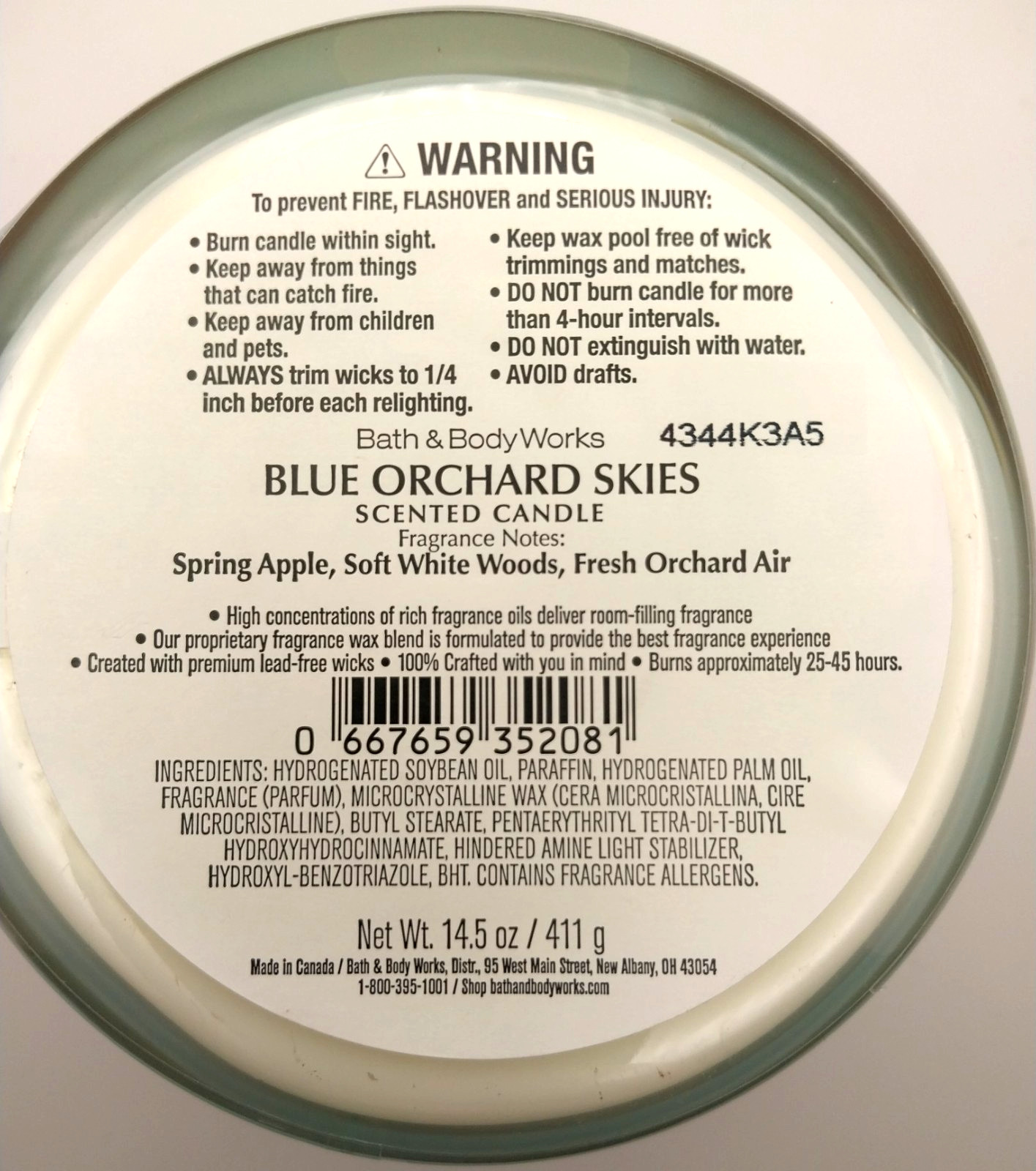 Set of 2 NEW! Bath & Body Works BLUE ORCHARD SKIES 3 Wick SCENTED Candle