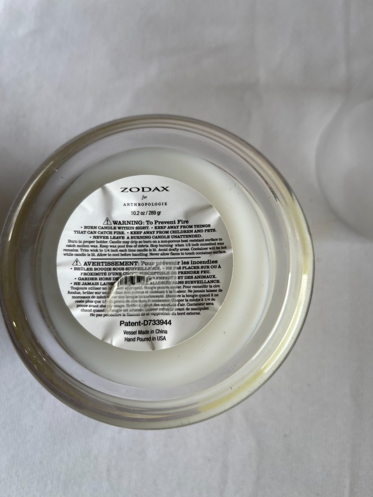 Zodax By Anthropologie White Rose Scented Candle Jar with Glass Dome NEW.