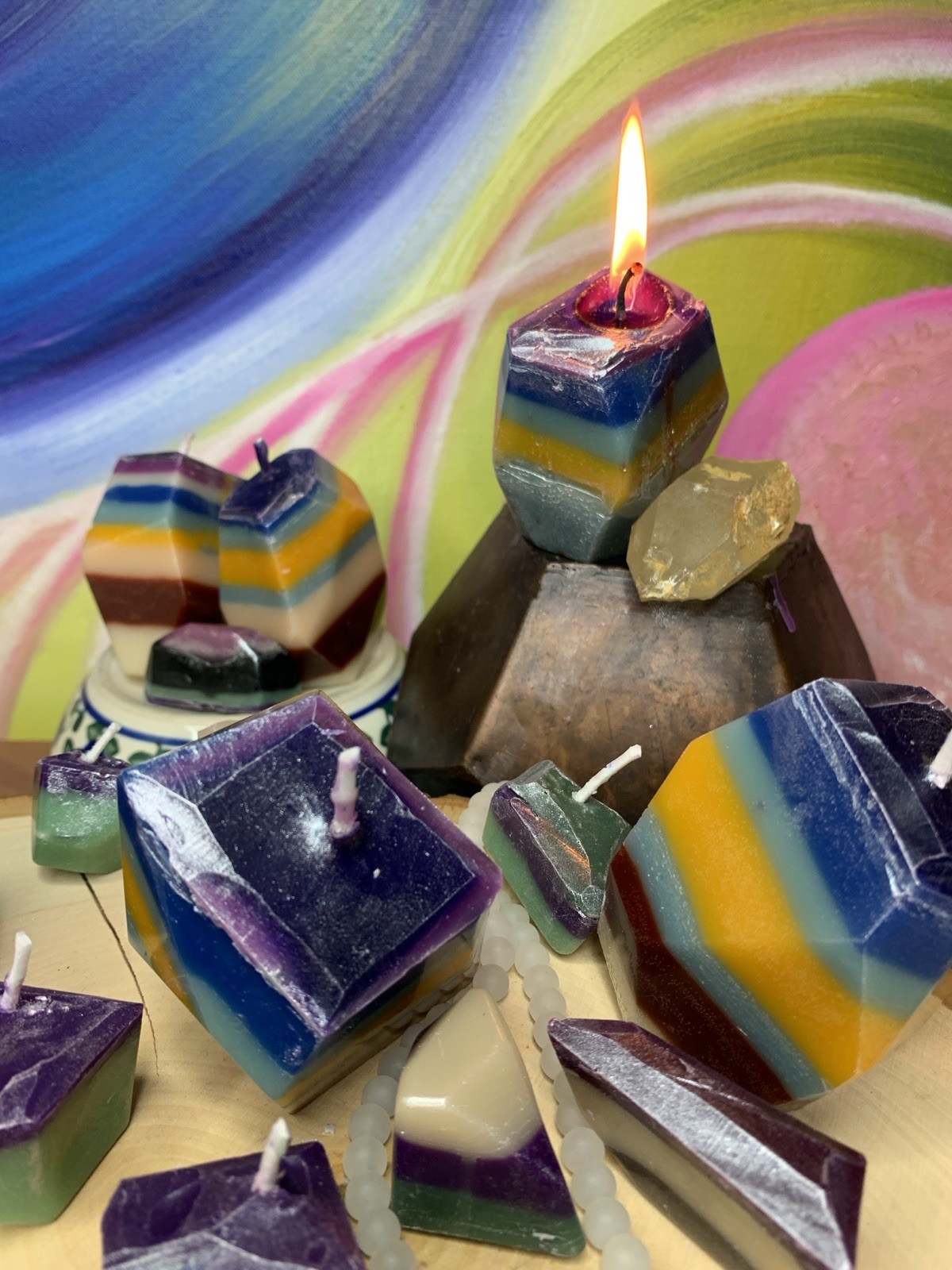 Burning Gem Candles: 3 Pack Of Crystal Candles For Home Decor, Limited Edition
