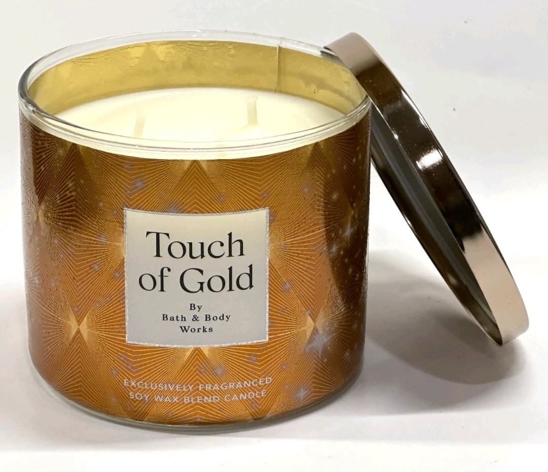 Bath & Body Works Touch Of Gold Large 3 Wick Candle 14.5 oz New