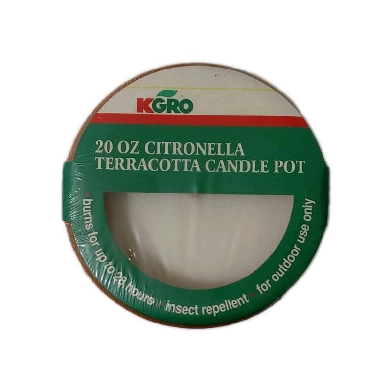 KGRO Citronella Terracotta Candle Pot /28 Burning Hours/20oz/New