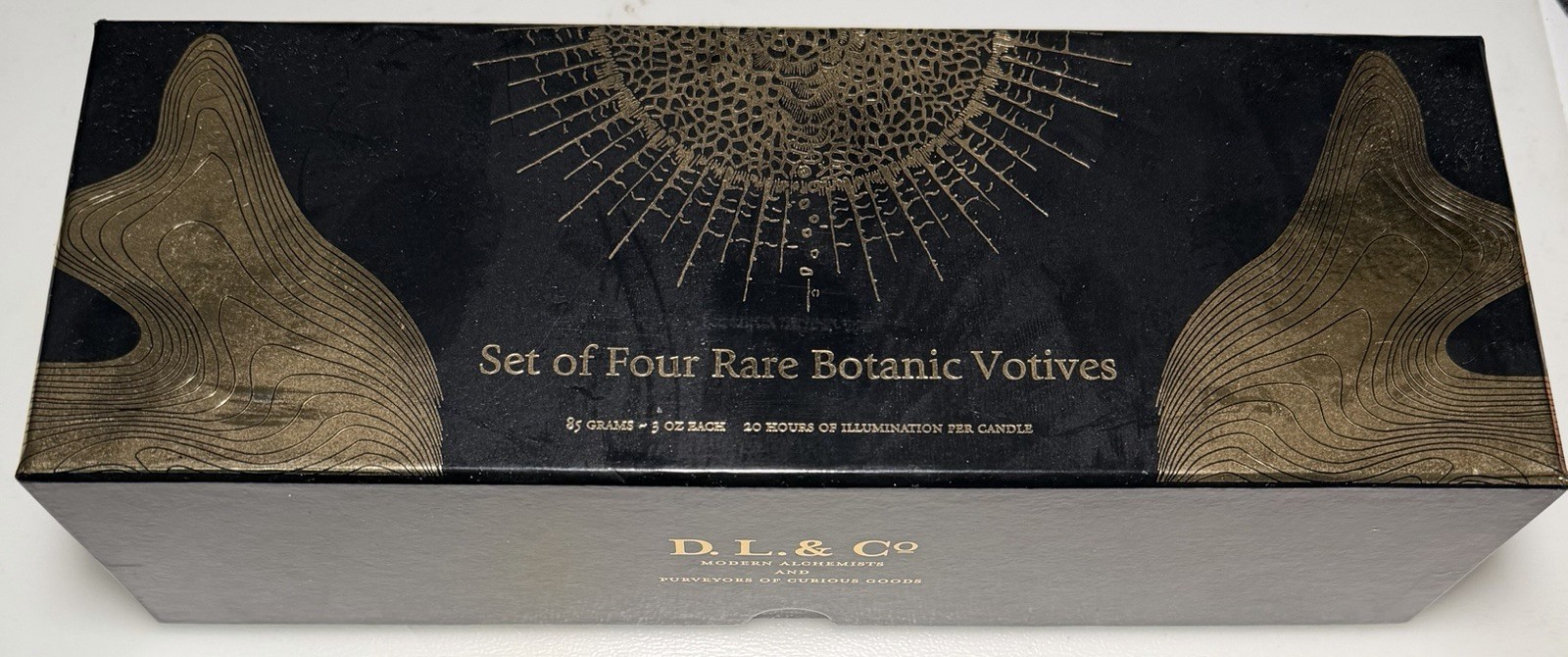 D.L. & CO Set Of Four Rare Botanic Votives Gift Box 3oz Candles Modern Alchemy