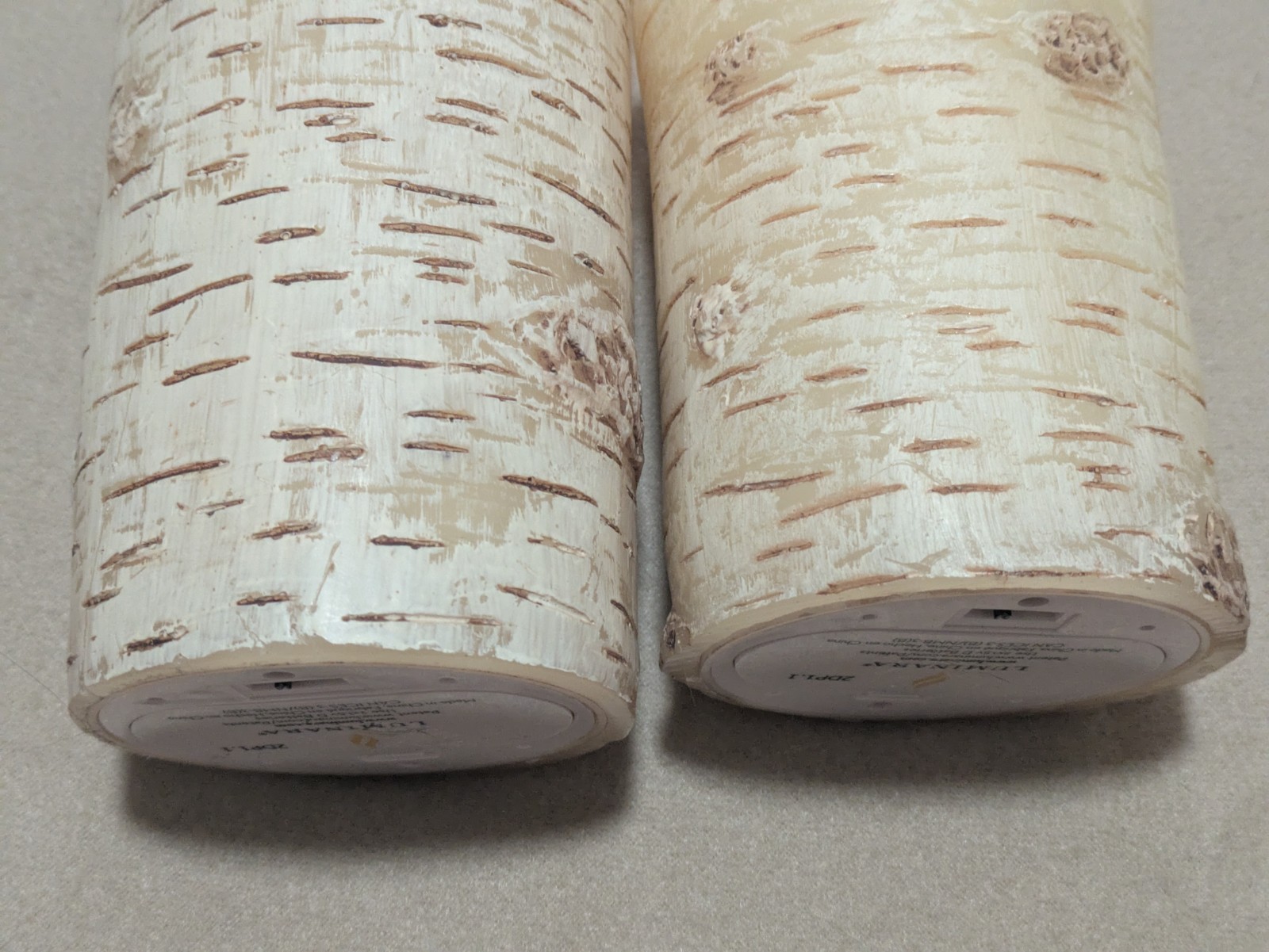 Luminara Flameless Moving Flame Pillar Candles Birch Bark Tree NO BATTERIES