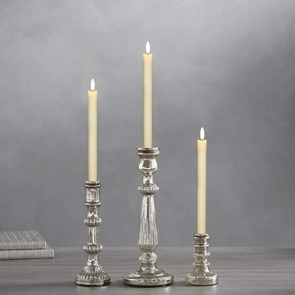 Set of 2, 8″ Flameless Taper Candles Moving Wick Ivory Weddin