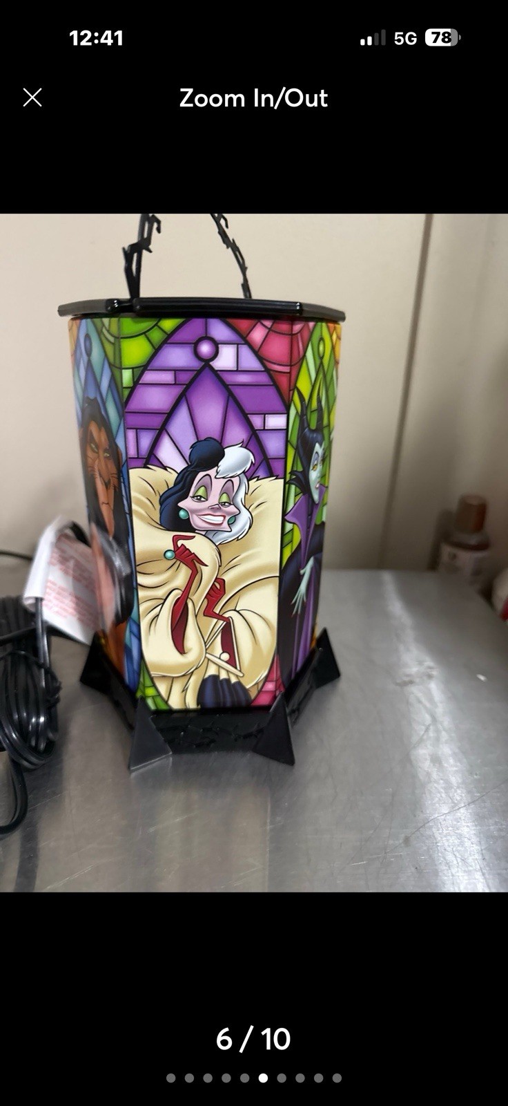 Scentsy Disney Villains Stained Glass Lantern Accent Lamp, Corded Switch