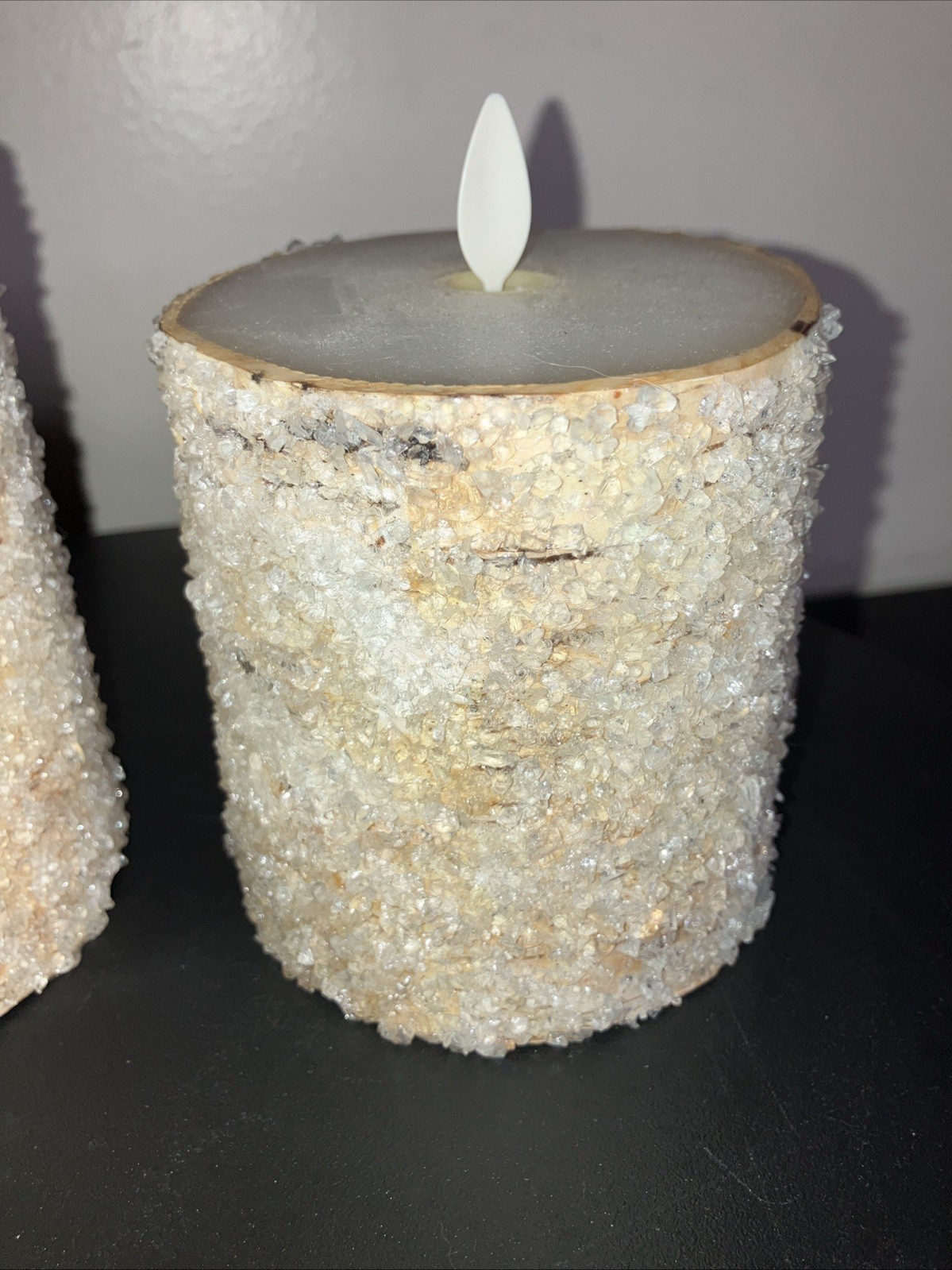 Pair Of Pottery Barn by L&L Sugared Frosted Birch Flameless Candles
