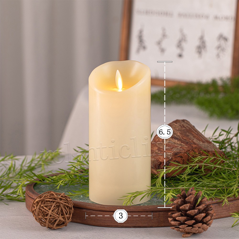 3″X6.5″H Luminara Flameless LED Pillar Wax Battery Candles w/Remote Moving Flame