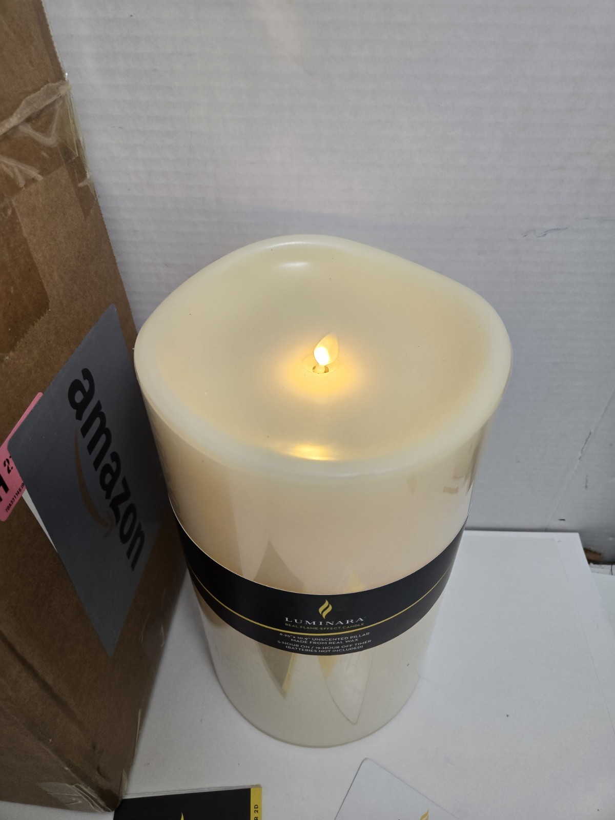 Luminara Flameless Unscented Wax Candle Moving Wick Pillar 6.25″ x 10.9″ Large