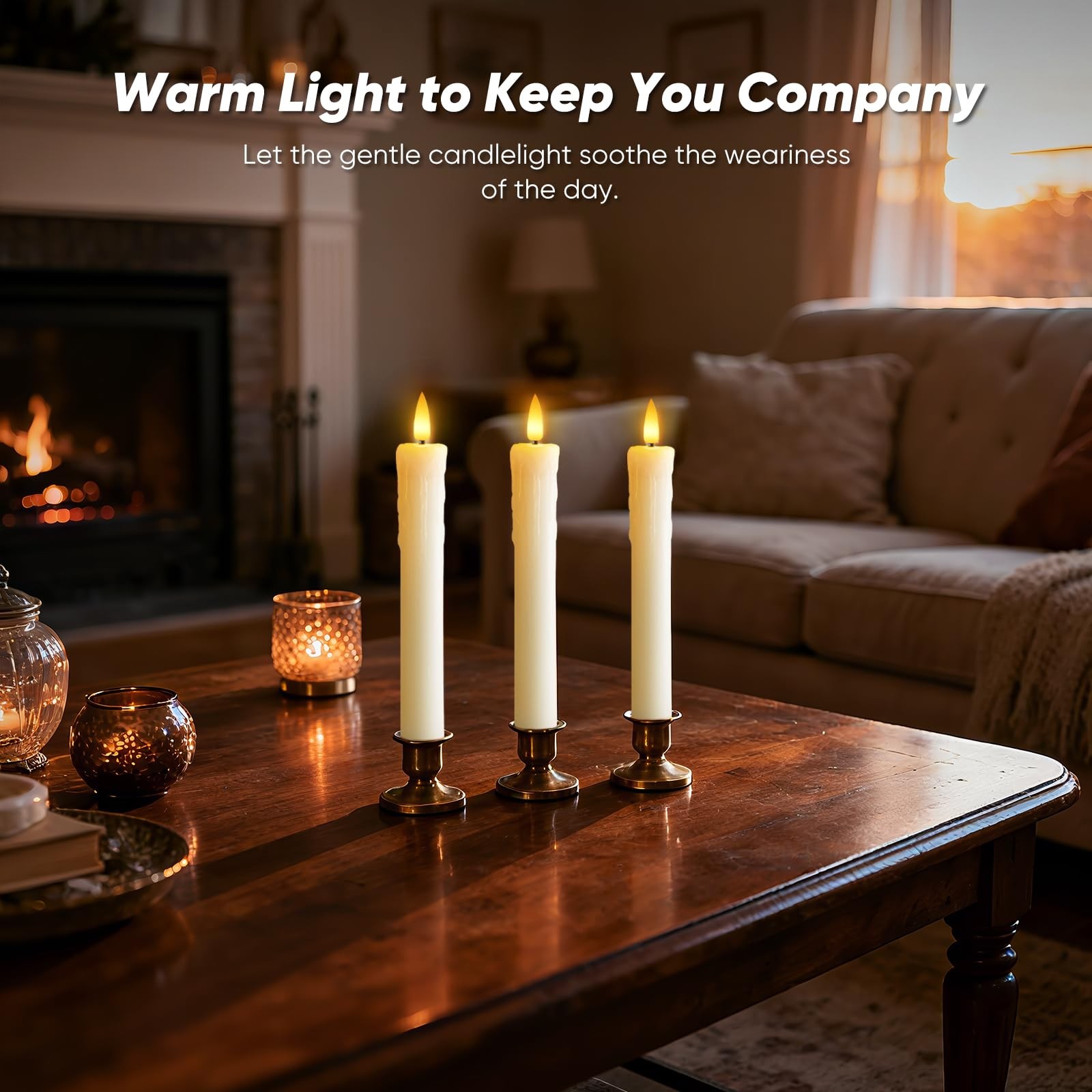 7 Inches Dripless Flameless Taper Candles with Remote Timer Dimmer, Real Wax …
