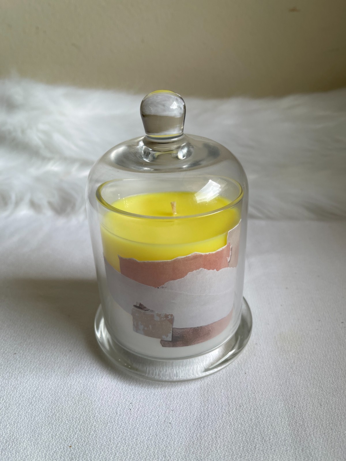 Zodax By Anthropologie White Rose Scented Candle Jar with Glass Dome NEW.