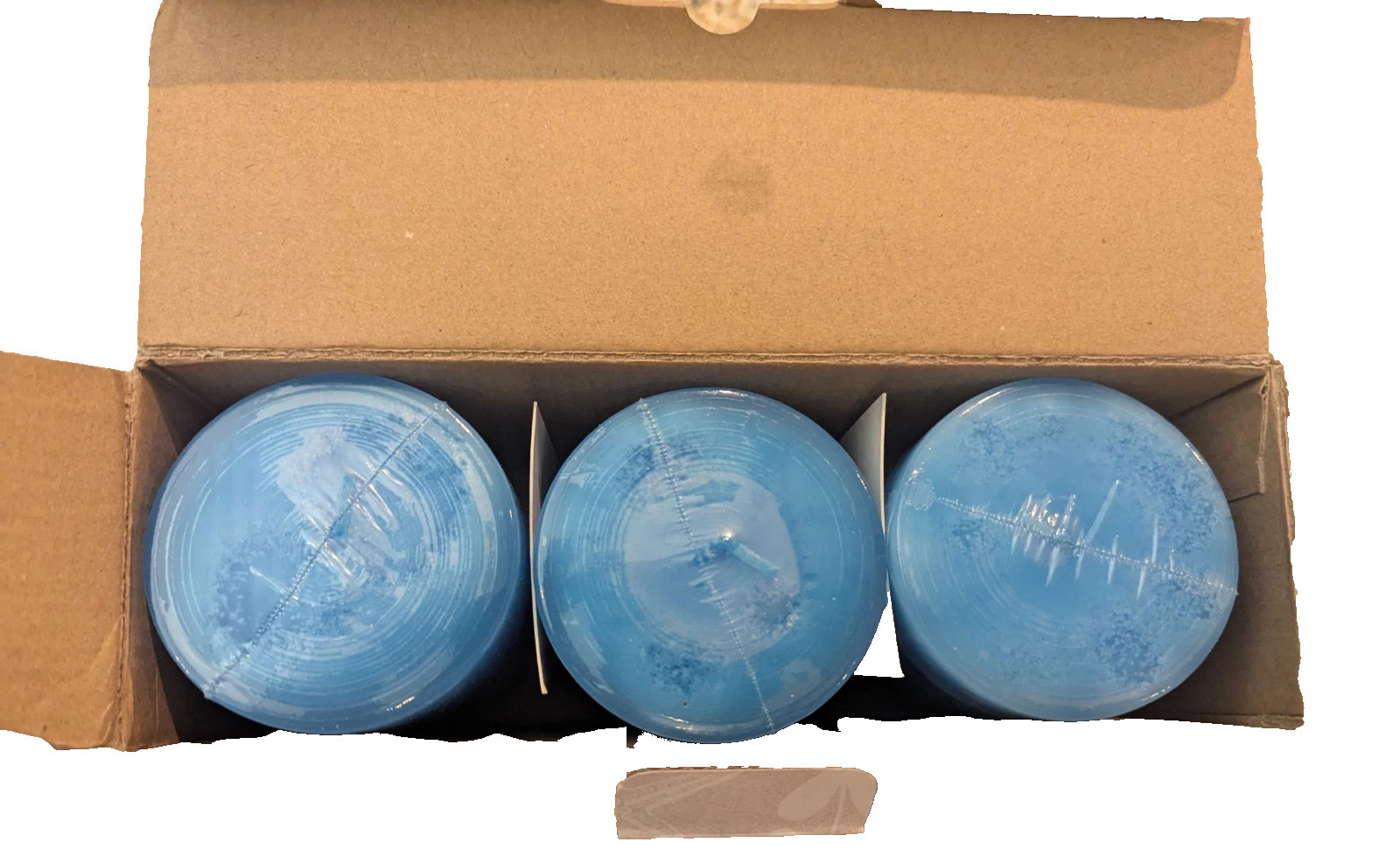 3-Piece Scented Pillar Candle Set Ocean Blue 3″ x 4″