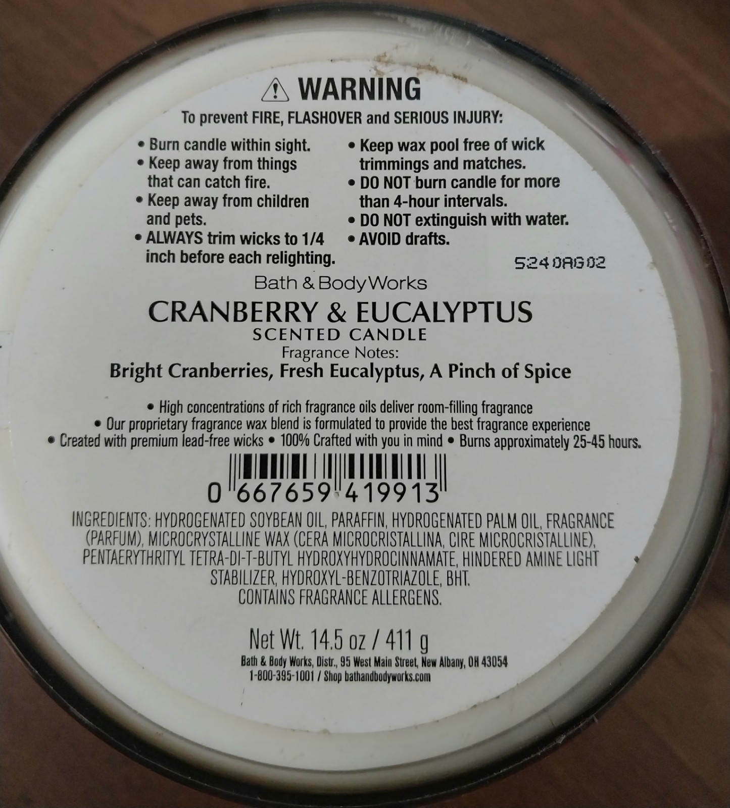 Bath & Body Works CRANBERRY & EUCALYPTUS Scented 3-Wick Candle – 14.5 oz