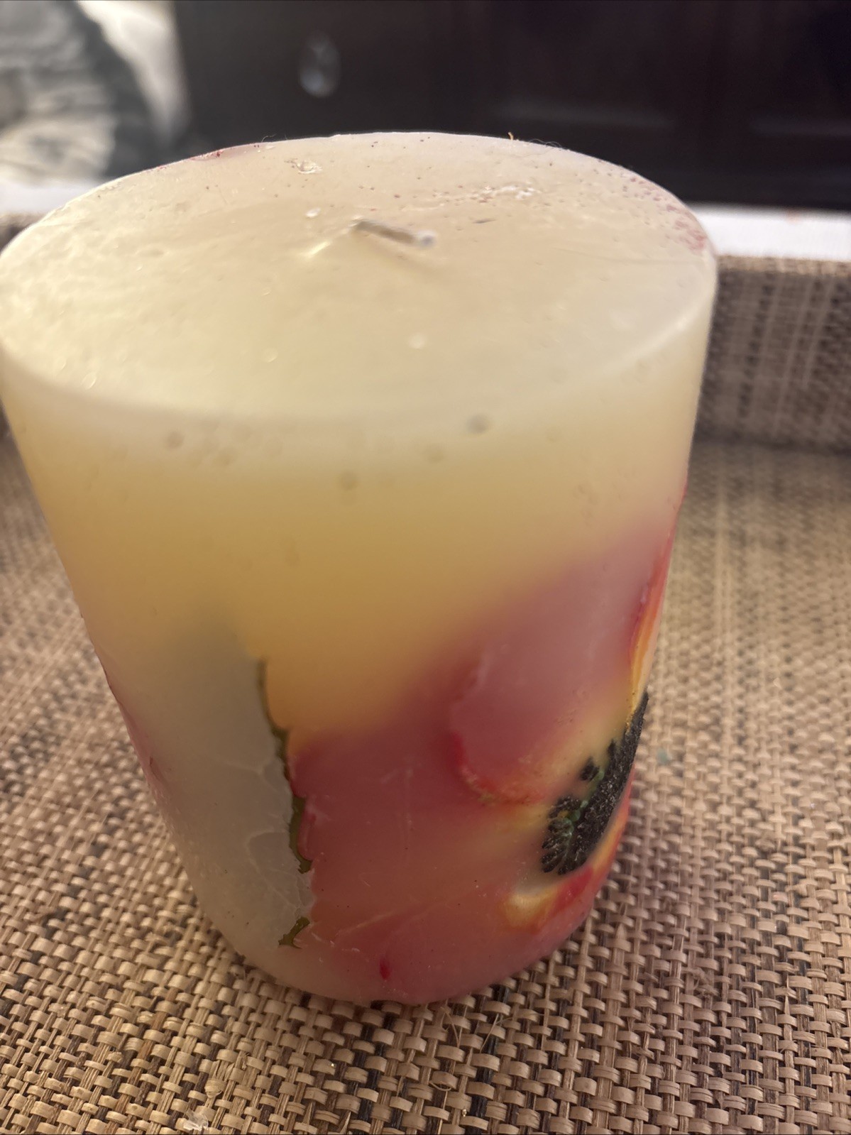 Embedded Flower Candle 4” Botanical Candle USA New Lightly Scented