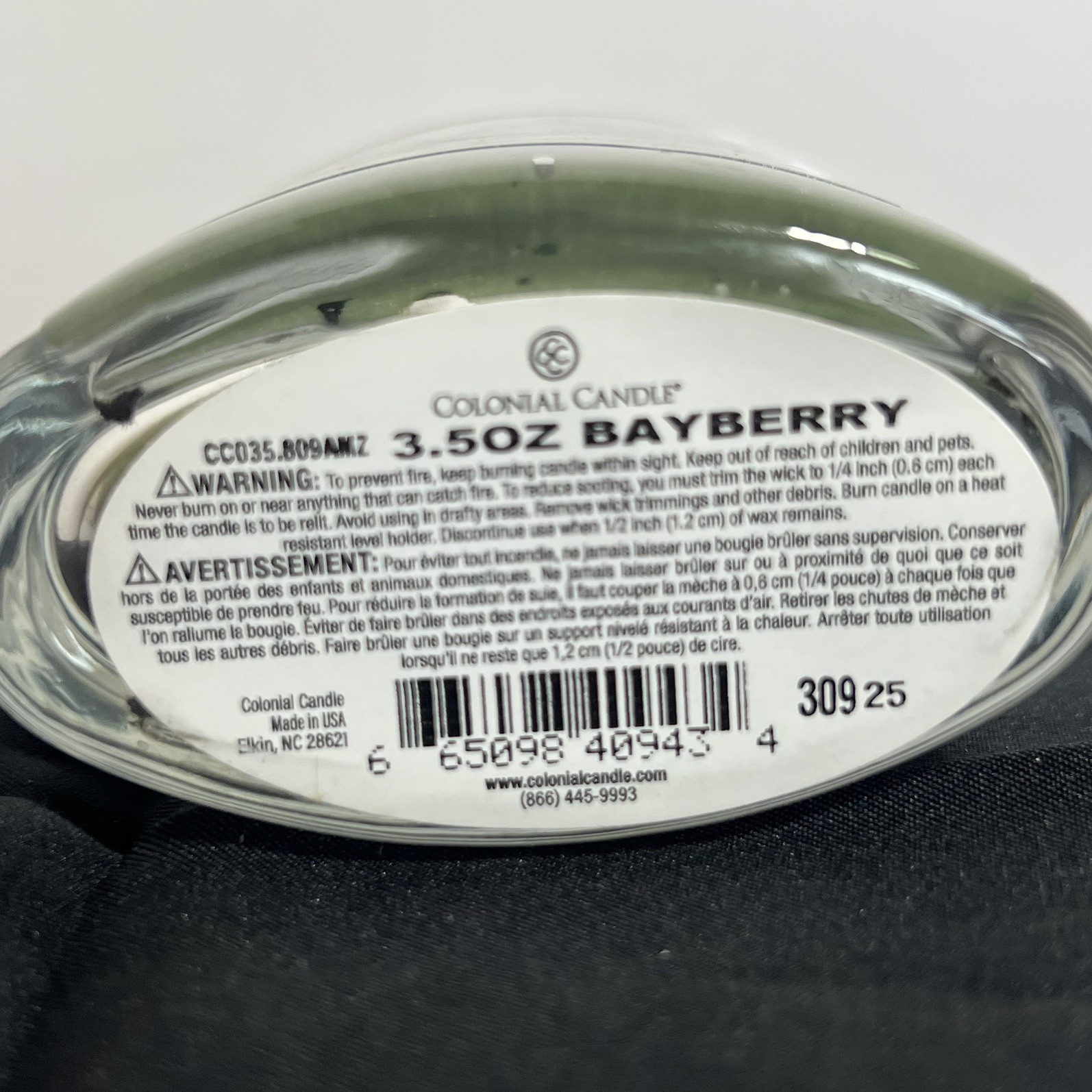 NEW 3.5 oz Green Bayberry Scent Jar Candle 2 Wick Mottled Wax Candle Home Scent