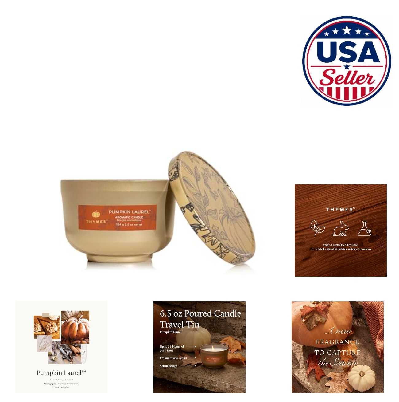 Scented Tin Candle 6.5 oz Pumpkin Spice Nutmeg Cinnamon Clove Fall Home Decor