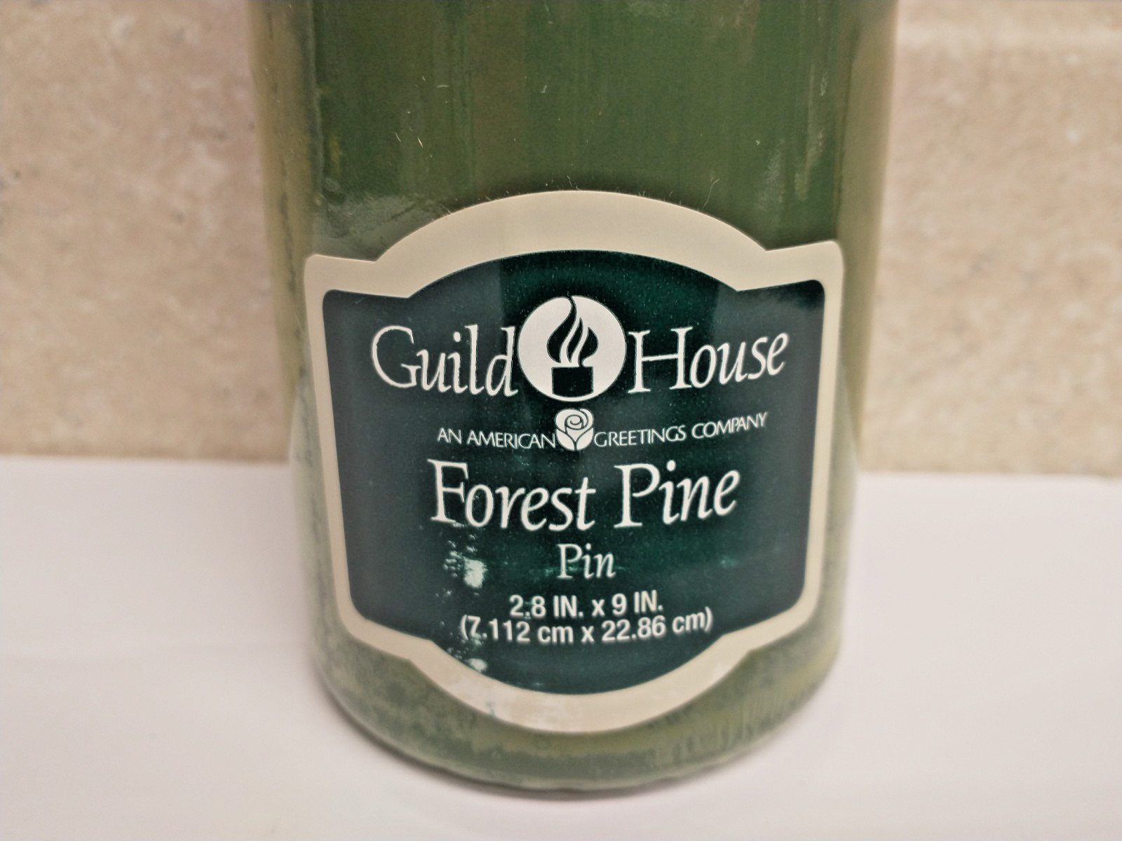 NOS Guild House – American Greetings – Pine Scented Pillar Candle 2.8″ x 9″