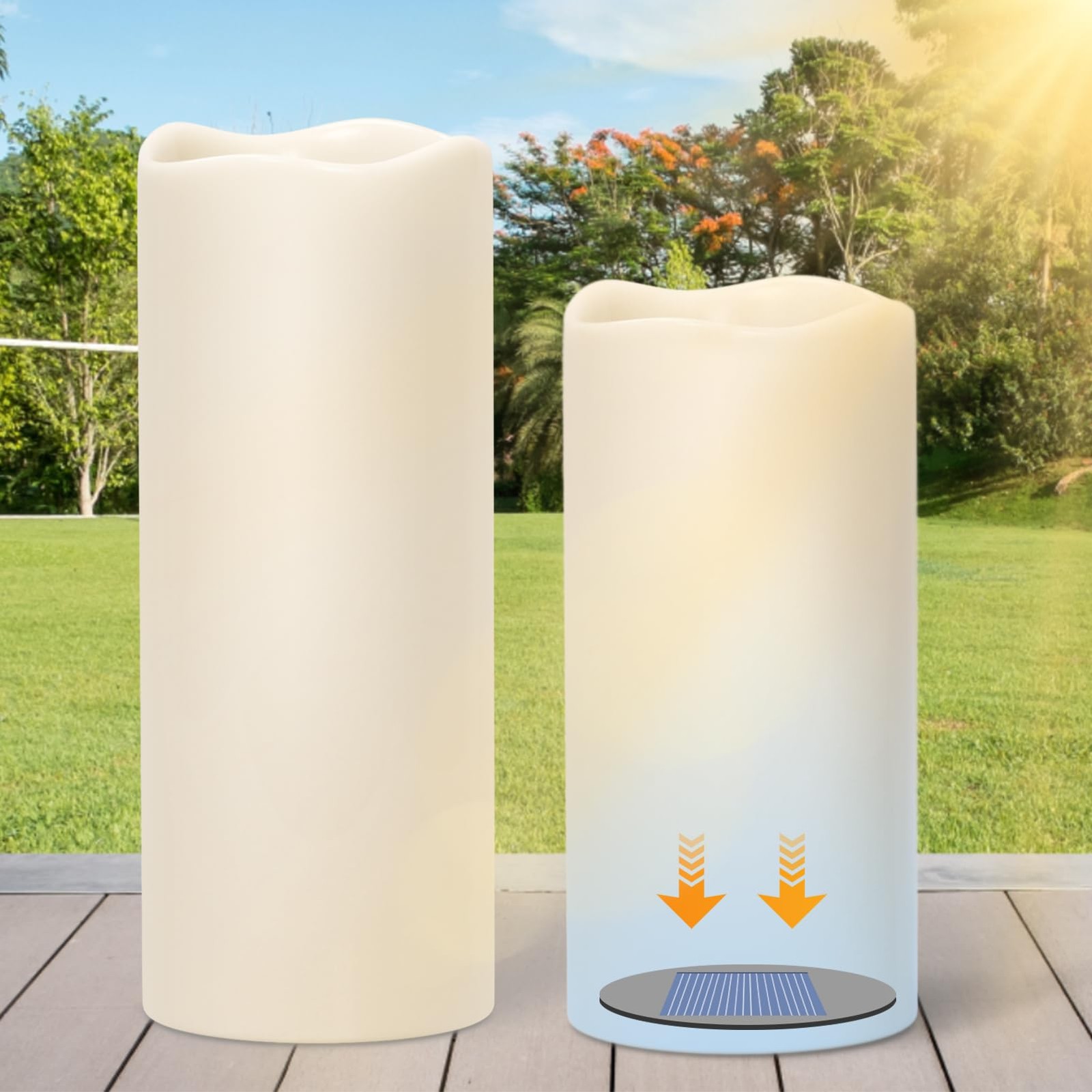 Large Solar Candles Outdoor Waterproof, Outdoor Candles Rechargeable for Lant…