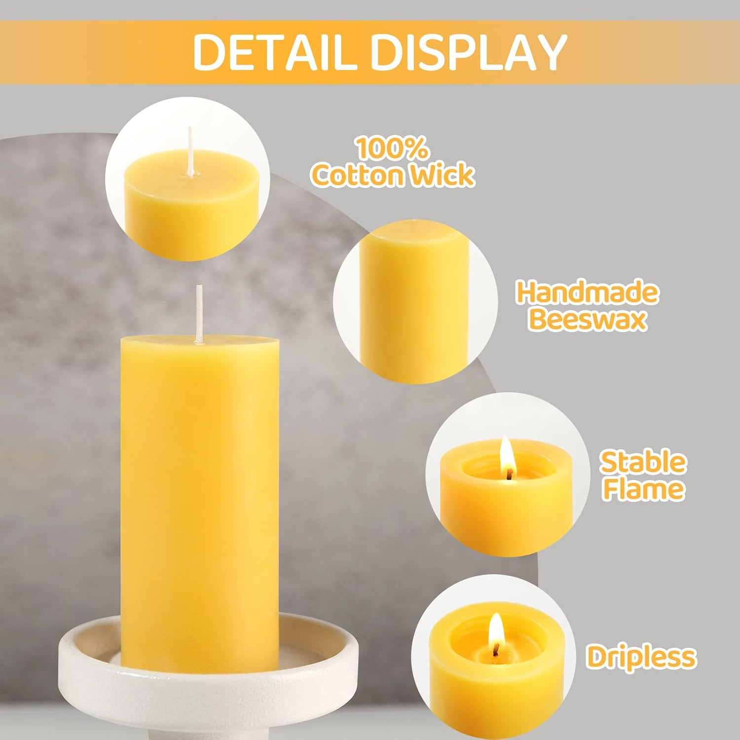 Beeswax Pillar Candles 16 Pack, Non Toxic 560 H Long Burning Candle,2x4in | 100%