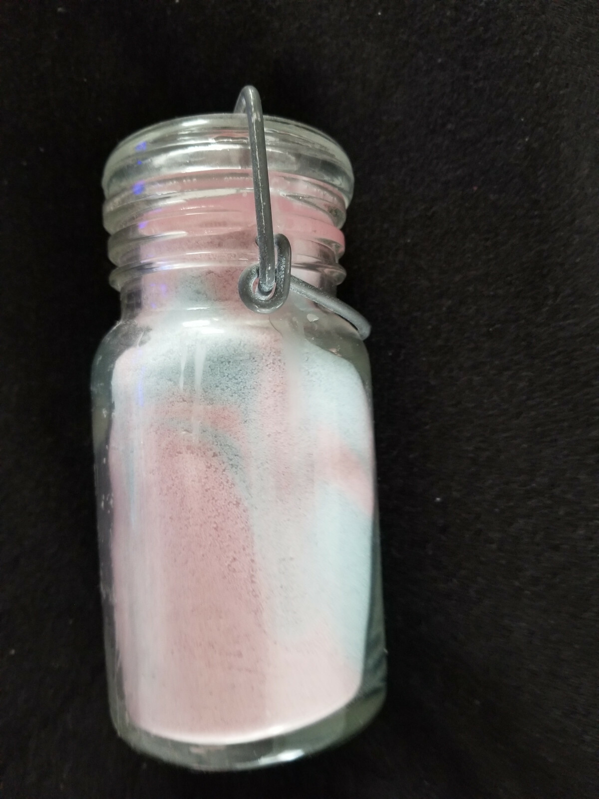 Vtg Handcrafted Wax Crystals Sparkle Candle in Glass Jar w/ Metal – 5-1/2″ High